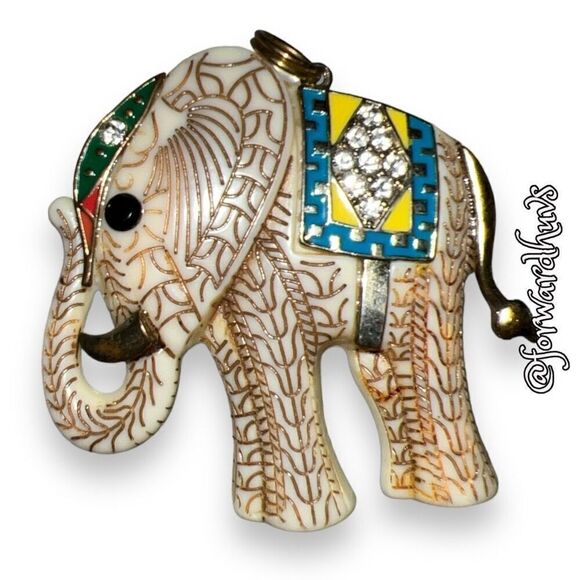 Bundle Sale 3 for $15 | 2-Inch Decorated Plastic Elephant Pendant - Picture 1 of 7